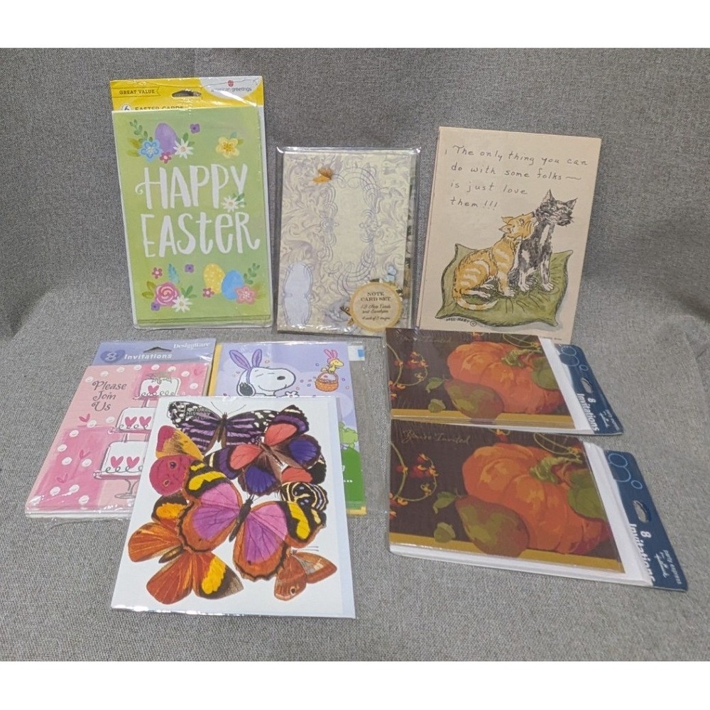 Mixed Greeting Card Lot Hallmark American Snoopy Easter Invitations Good